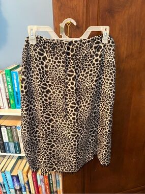 Leopard Print Midi Skirt in Black and Cream